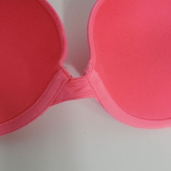 Betsey Johnson Neon Pink Rhinestone Push Up Bra Size 32D - Picture 8 of 11
